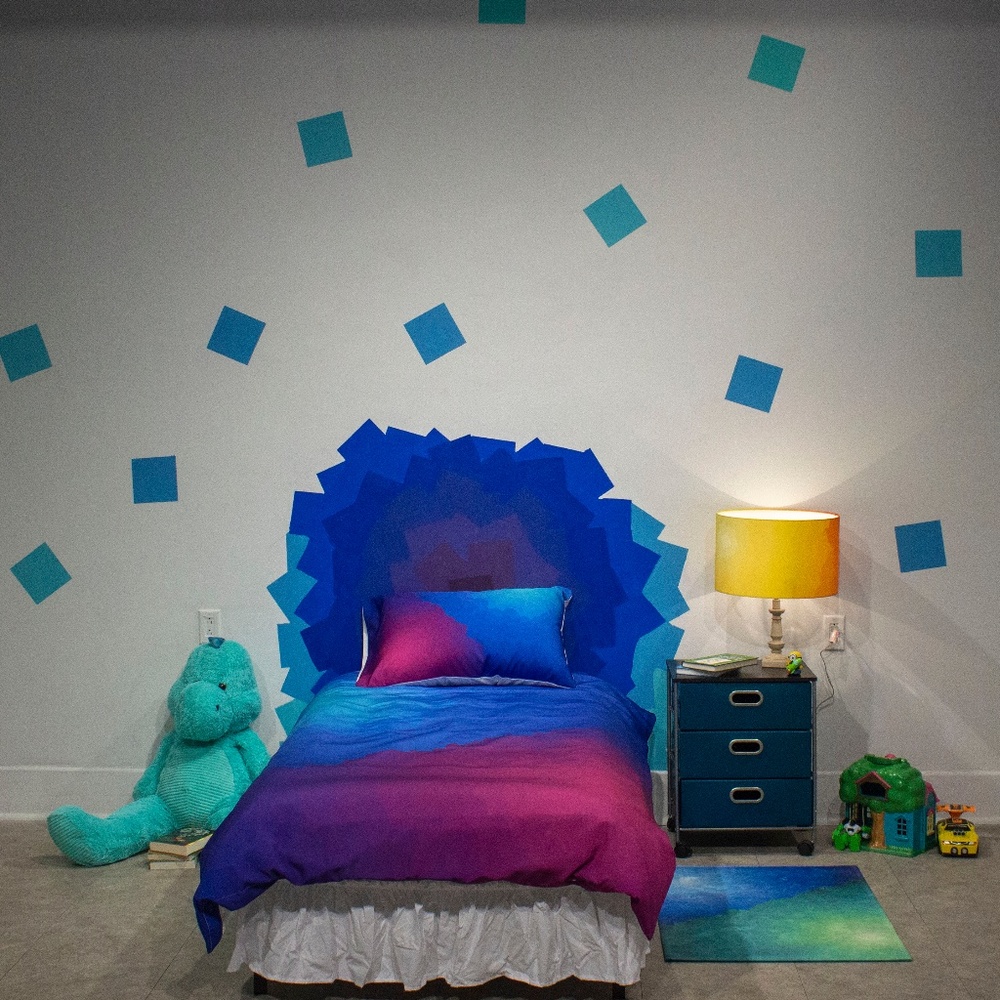 Color Block Twin Size Duvet Cover and Pillow Case